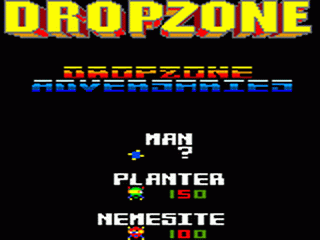 Archer Maclean's Dropzone title screen for Sega Game Gear