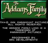 The Addams Family title screen for Sega Game Gear