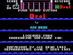 Drol title screen for Sega Mark III