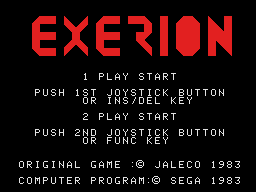 Exerion title screen for Sega Mark III