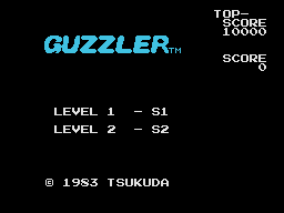 Guzzler title screen for Sega Mark III