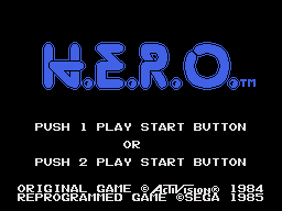 H.E.R.O title screen for Sega Mark III