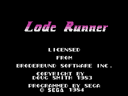 Lode Runner title screen for Sega Mark III