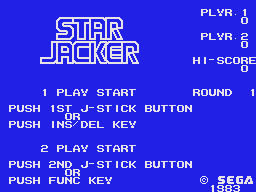Star Jacker title screen for Sega Mark III
