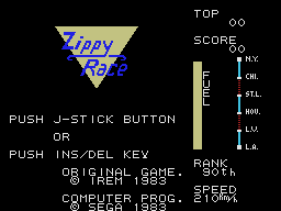 Zippy Race title screen for Sega Mark III