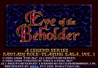 Advanced Dungeons & Dragons Eye of The Beholder title screen for Sega CD