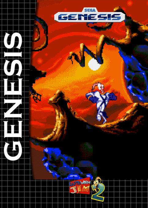 Earthworm Jim 2 box art for Sega Mega Drive