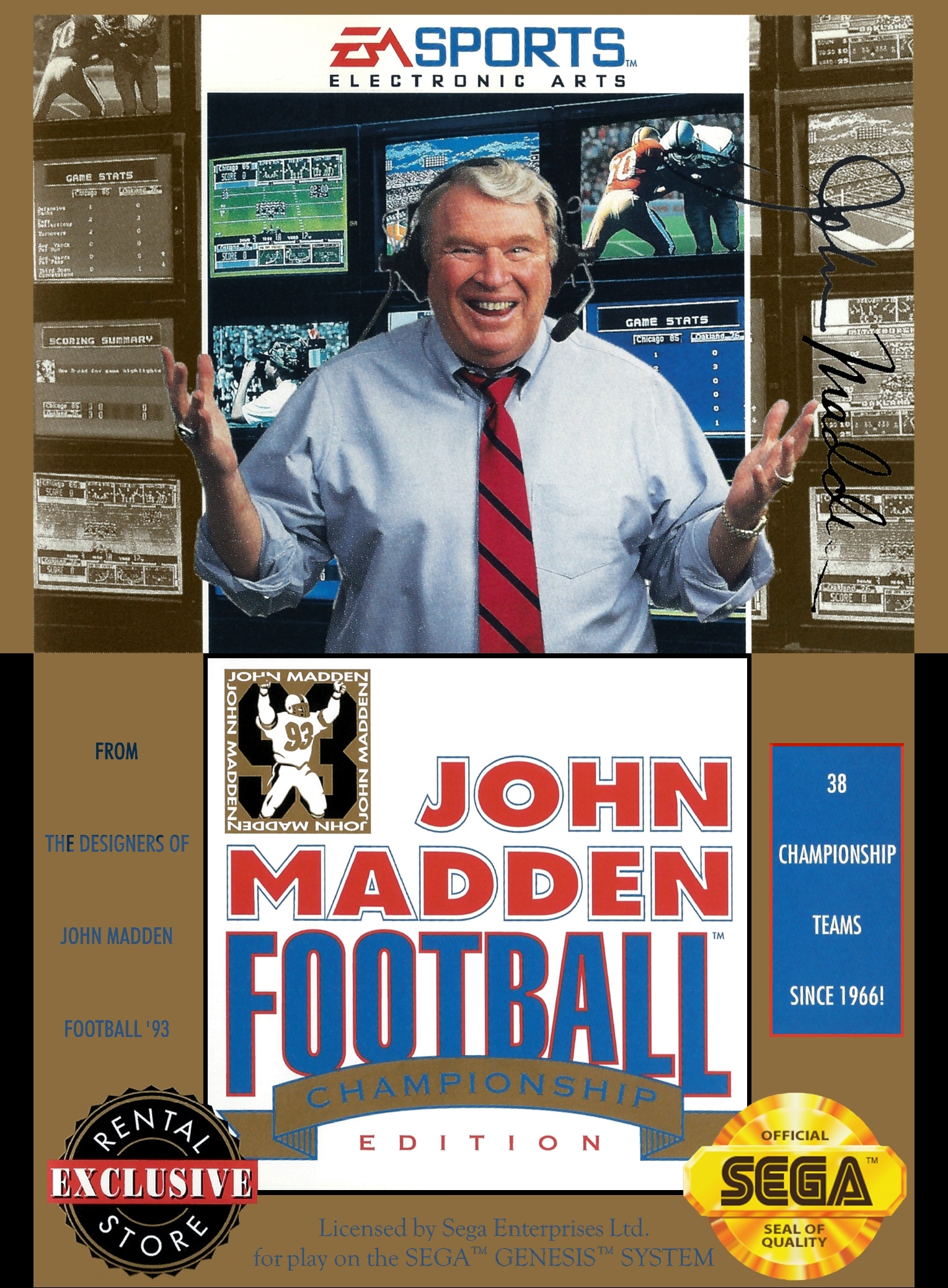 John Madden Football '93 [Championship Edition] box art for Sega Genesis