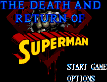 The Death and Return of Superman title screen for Sega Genesis