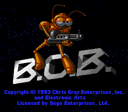 Space Funky B.O.B. title screen for Sega Mega Drive