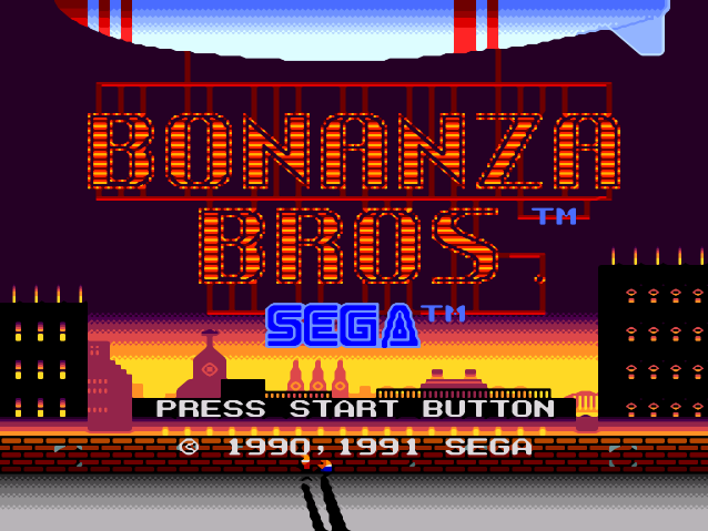 Bonanza Brothers title screen for Sega Genesis