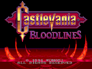Castlevania: The New Generation title screen for Sega Mega Drive
