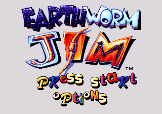 Earthworm Jim title screen for Sega Mega Drive