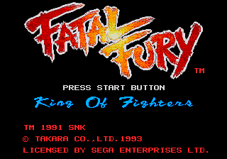 Fatal Fury title screen for Sega Mega Drive