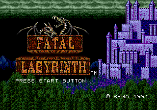 Fatal Labyrinth title screen for Sega Mega Drive