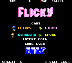 Flicky title screen for Sega Mega Drive