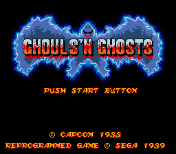 Ghouls 'n Ghosts title screen for Sega Mega Drive