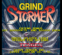 Grind Stormer title screen for Sega Mega Drive