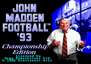 John Madden Football '93 [Championship Edition] title screen for Sega Genesis