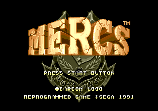 Mercs title screen for Sega Mega Drive