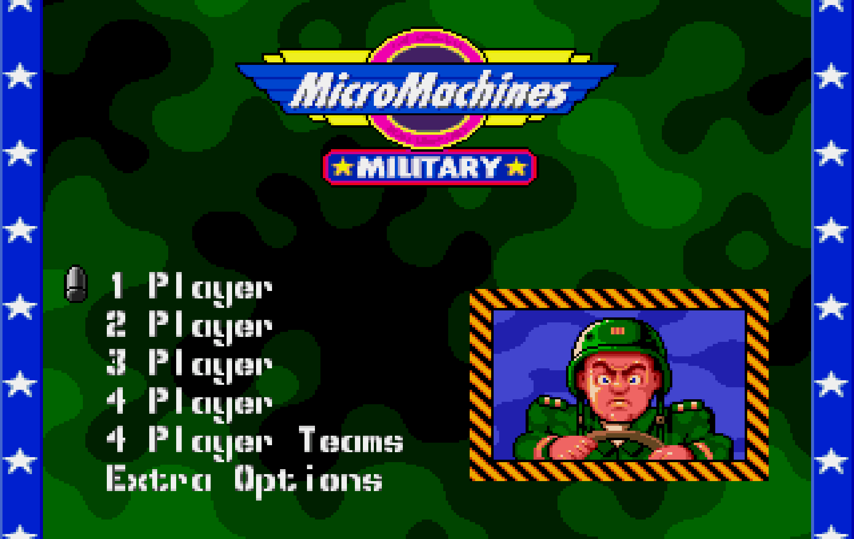 Micro Machines Military title screen for Sega Mega Drive