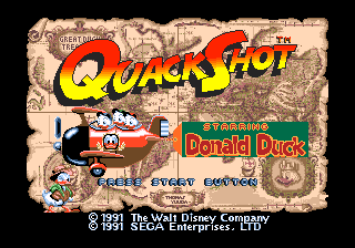 QuackShot Starring Donald Duck title screen for Sega Genesis