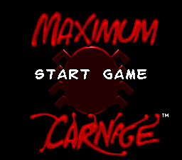 Spiderman Venom: Maximum Carnage title screen for Sega Mega Drive