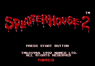 Splatterhouse Part 2 title screen for Sega Mega Drive