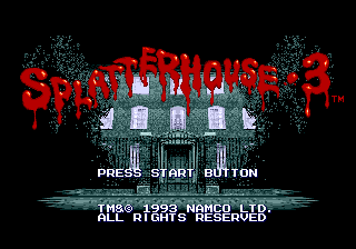 Splatterhouse Part 3 title screen for Sega Mega Drive