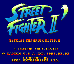 Street Fighter II Plus: Champion Edition title screen for Sega Mega Drive