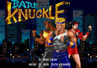 Bare Knuckle title screen for Sega Mega Drive