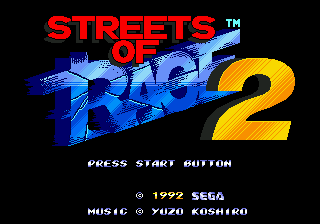 Bare Knuckle 2 title screen for Sega Mega Drive