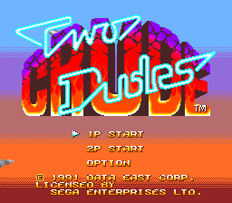Two Crude Dudes title screen for Sega Mega Drive