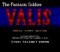 Mugen Senshi Valis title screen for Sega Mega Drive