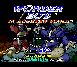Wonder Boy V: Monster World III title screen for Sega Mega Drive