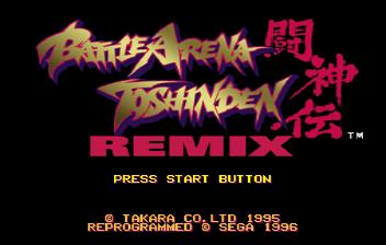 Battle Arena Toshinden Remix title screen for Sega Saturn