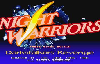 Night Warriors: Darkstalkers' Revenge title screen for Sega Saturn