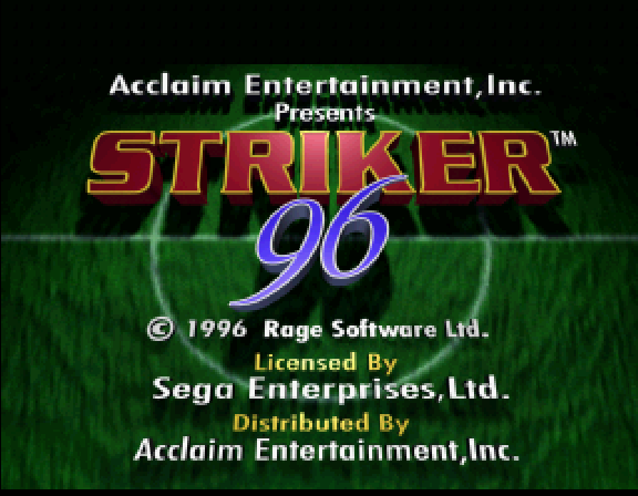 Striker '96 title screen for Sega Saturn
