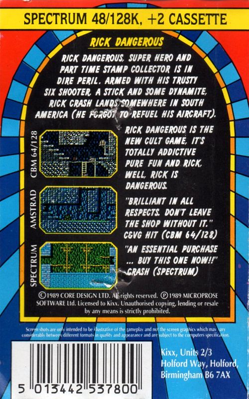 Rick Dangerous box art for ZX Spectrum