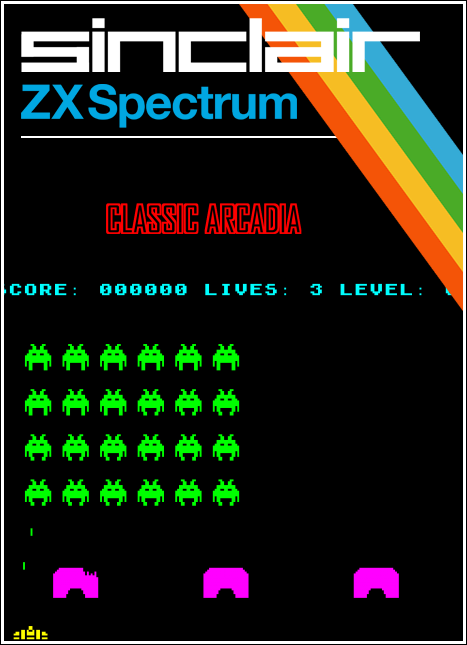 Classic Arcadia box art for ZX Spectrum