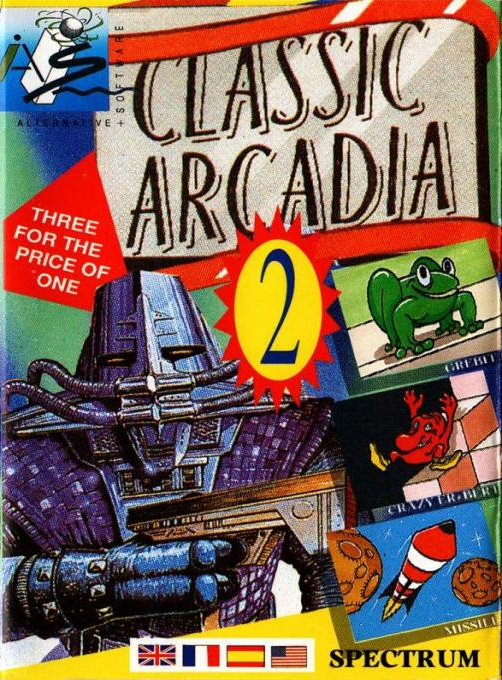 Classic Arcadia 2 box art for ZX Spectrum