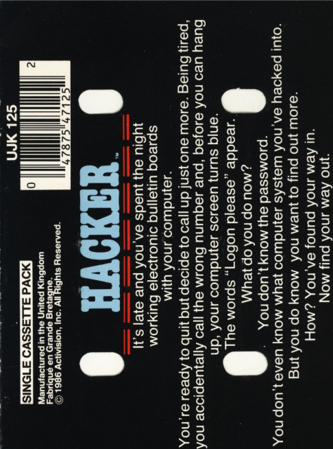 Hacker box art for ZX Spectrum