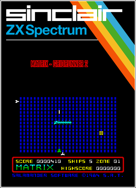 Matrix Gridrunner 2 box art for ZX Spectrum
