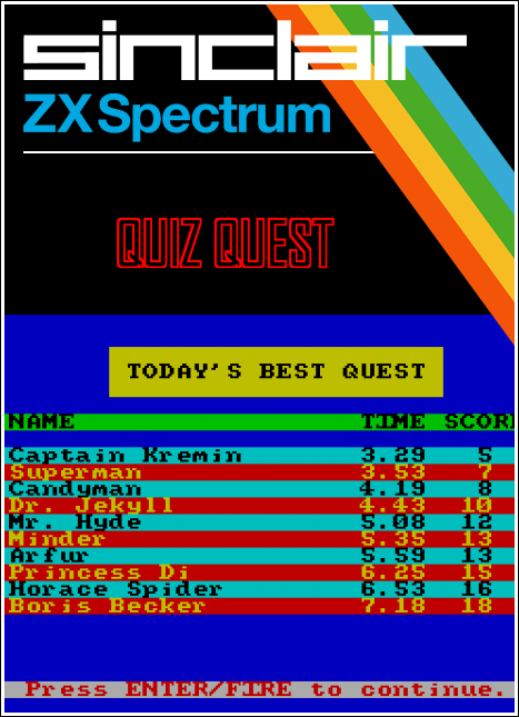 Quiz Quest box art for ZX Spectrum