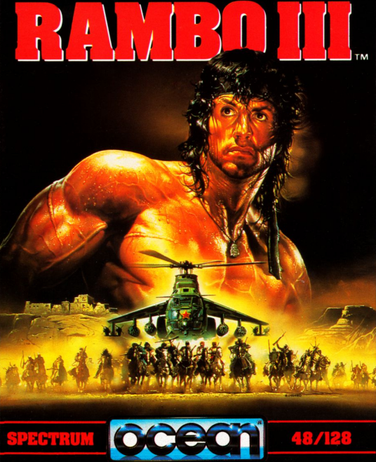 Rambo III box art for ZX Spectrum