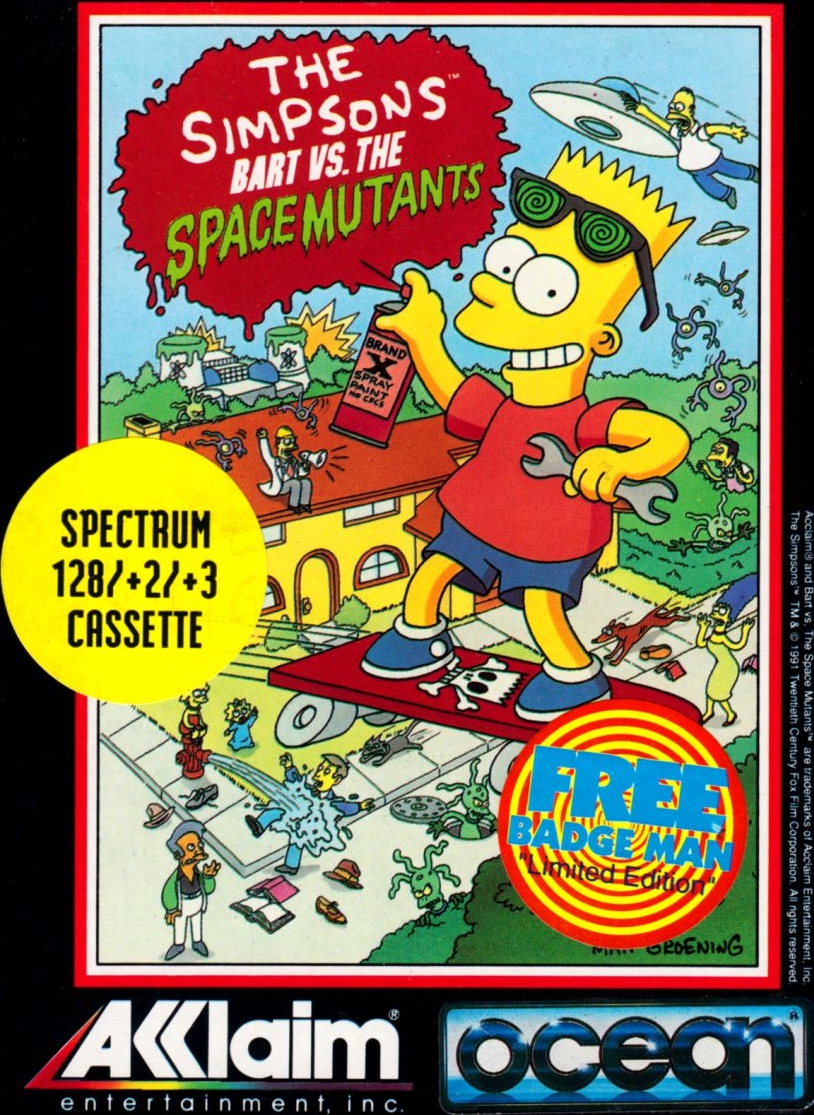 The Simpsons Bart vs the Space Mutants box art for ZX Spectrum