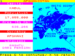 Countries of the World screenshot 2 for ZX Spectrum