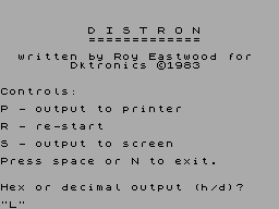 Distron screenshot 2 for ZX Spectrum