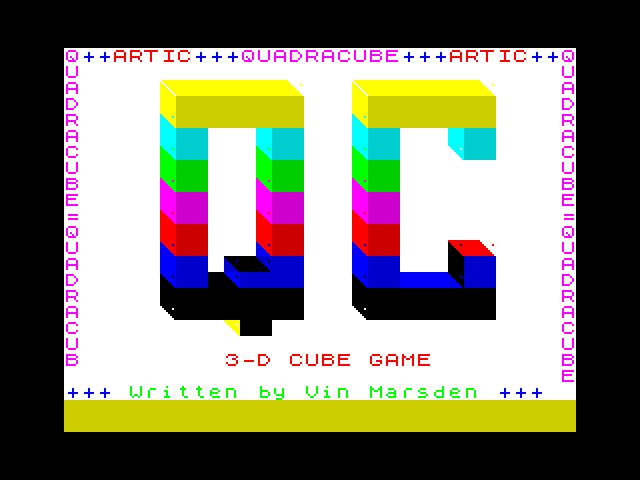 3D Quadracube title screen for ZX Spectrum