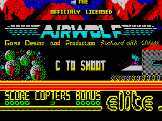 Airwolf title screen for ZX Spectrum